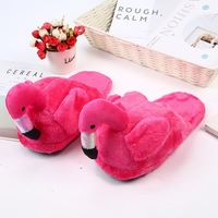 Nouvelles pantoufles en peluche Flamingo épaissie hiver chaud antidérapant tout compris confortable supérieur avec semelle intérieure en daim mousse pour les couples