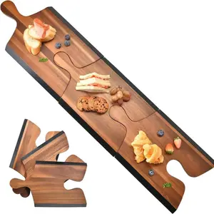 3-Piece Natural Acacia Wooden Cheese Board Set with Custom Logo Creative Design Paper Plates for Parties and Events