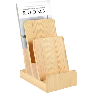 Estante de madera para revistas, organizador de escritorio de 3 niveles, color madera natural, para oficina, almacenamiento de libros y documentos, estante de exhibición, 8,89x12,7x19,5 cm - Product Image 5