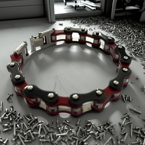 Men's Stainless Steel Chain <b>Bracelet</b> 12mm Wide 21.5cm Long Rock Style Motorcycle Bicycle Chain Jewelry - Product Image 4