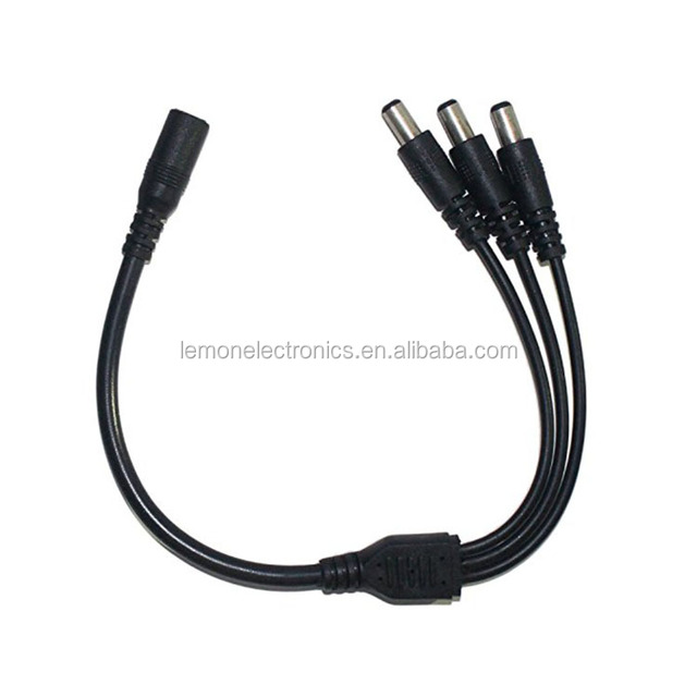 DC Power 1 Female to 3 Male 5.5mm X 2.1mm DC Connector Power Supply Splitter Plug Y Splitter Adapter Cable Cord