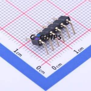 MH254R-11-06-1276 Pin Header Bent Lead Through Hole,P=2.54mm Connector 1x6P 2.54mm Round Pin Right Angle Insert - Product Image 2