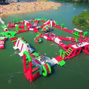 Taman Air Komersial Luar Ruangan, Taman Air Mengambang, Taman Aqua Tiup Di Danau, Peralatan Bermain Air untuk Dewasa dan Anak-anak