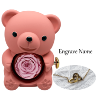 Boîte à bijoux en plastique rouge classique en forme d'ours rotatif, personnalisée avec impression offset et gravure en forme de cœur pour la Saint-Valentin