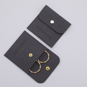 PUPPYSEW Dark Grey Microfiber Jewelry Pouch Bag Jewelry Snap Button Bags With Necklace Bracelet Pouch Bag With Logo Custom - Product Image 3
