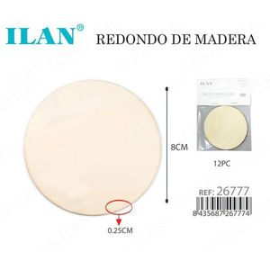 Dischi di Legno Rotondi ILAN, Diametro 8cm, Spessore 0,25cm, Confezione da 12 Pezzi, Materiali per Artigianato - Product Image 3