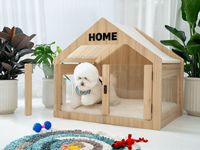 Cage pour animaux de compagnie moderne de luxe, pliable, recyclable, multifonctionnelle, imperméable, toutes saisons, avec balcon amovible, en bois massif
