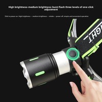 Lampe frontale de camping extérieure étanche IP44 rechargeable USB noire/verte, rotation à 360 degrés, chargement Type-C, 4100K