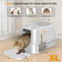 Bac à litière pour chat en acier inoxydable avec couvercle, taille XL, grande toilette pour chat en métal avec tiroir pour les gros chats