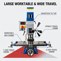Machine à percer et à fraiser sur banc BF16, capacité de perçage maximale de 46 mm, fraisage de face de 83 mm, 1500 W, machine à percer et à fraiser le métal