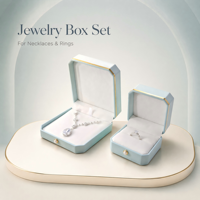 Boîte à bijoux en cuir PU avec garniture dorée de luxe, logo personnalisé, emballage octogonal pour bague, collier, bracelet