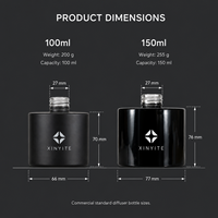 Vente en gros de diffuseurs en verre décoratifs de 100 ml et 150 ml, vase pour la maison et l'hôtel, bouteille en verre d'aromathérapie, logo personnalisé disponible