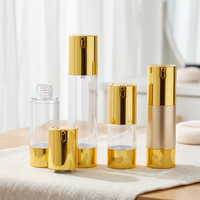 Flacons pompe sans air en plastique de luxe 15ML 30ML 50ML vides, personnalisables pour cosmétiques, soins de la peau, sérum visage et yeux, lotion