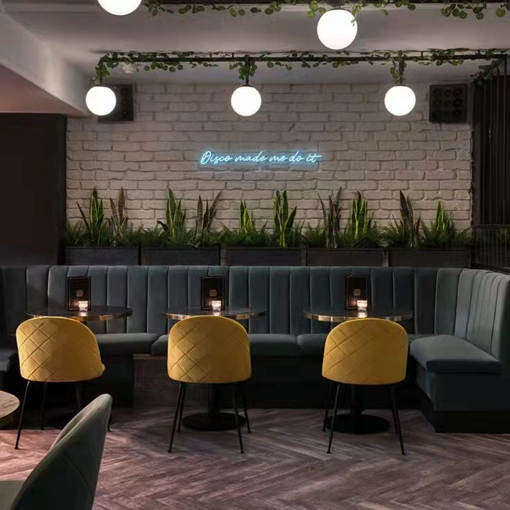 Современная Коммерческая Бархатная L-образная мебель для магазина фаст-фуда с высокой спинкой, угловой диван для ресторана