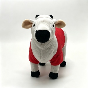 Peluche de vaca personalizado, peluche de vaca blanca, peluche de animal de granja, lindo peluche de vaca, peluche de vaca con camiseta roja - Product Image 2
