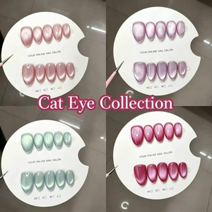<span class=keywords><strong>Uñas</strong></span> Postizas <span class=keywords><strong>Cortas</strong></span> de Acrílico Reutilizables TSZS, Diseño Ojo de Gato, Color Rosa, Verde y Multicolor, 10 Piezas - Product Image 1