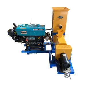 small diesel engine automatic floating fish feed mill pellet extruder machine