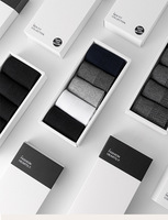 2025 vente en gros personnalisé équipage emballage boîte printemps automne chaussettes 5 paires couleur unie coton affaires décontracté bambou Fiber hommes chaussettes