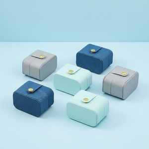 Mini joyero, estuche portátil para anillos, pequeña caja de joyería de cuero, estuche de viaje para guardar joyas, caja de regalo para dos anillos - Product Image 2