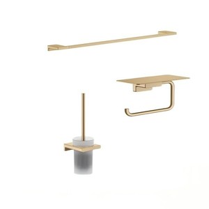 Ensemble d'accessoires de salle de bain Anju en or, porte-serviettes mural, distributeur de savon, porte-brosse de toilette, étagère - Product Image 2