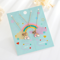 Ensemble de bijoux pour enfants : Collier et boucles d'oreilles élégants pour les fêtes, avec bracelet, en alliage de zinc plaqué or arc-en-ciel, classique, 6 ensembles