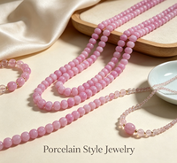 Vente en gros de perles ovales plates en porcelaine YUZHU YZ-38-21 5*8mm, faites à la main, colorées, finition brillante, élégantes, pour la fabrication de bijoux