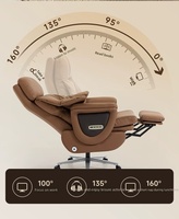 Fauteuil de massage électrique ergonomique moderne avec base rotative réglable, cuir véritable, structure en acier inoxydable, imperméable