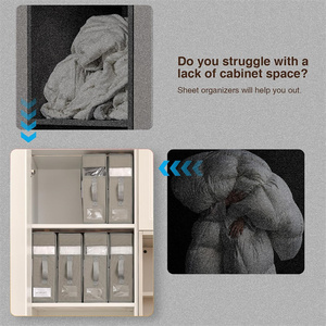 Hot Sale Foldable Storage Box for Linen Closet 4 Pack Bed Sheet Organizers and Storage with Window - Product Image 6