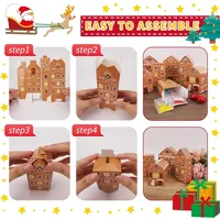 24 boîtes de calendrier de l'Avent vides à remplir, pour Noël, DIY, compte à rebours de 24 jours, cadeau, maison en pain d'épices, décoration de Noël, décoration de la maison pour les fêtes, fabriqué en Chine