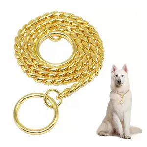 2023 hot wholesale 3mm 4mm 5mm metal slip serpentine gold choke round snake dog neck chain