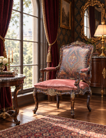 Fauteuil Chesterfield antique en cuir marron capitonné, avec garniture à clous et assise en tapisserie, pieds tournés