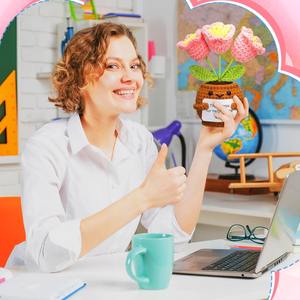 Regalos de agradecimiento para profesores, muñeco de ganchillo, orquídea con tarjeta, Gracias por ayudarme a crecer, Decoración de cumpleaños para el hogar y la Oficina - Product Image 3