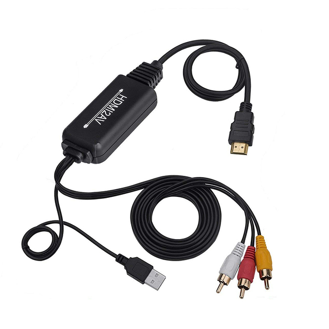 HDMI to AV 3RCA CVBs RCA Converter Cable Video Audio Adapter Supports NTSC for PC, Laptop, HDTV, DVD, VHC VCR