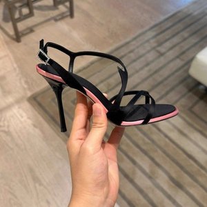 Sandales à talons hauts pour femmes à fines brides, avec boucle en strass, style slingback, talon aiguille, pour soirée - Product Image 5