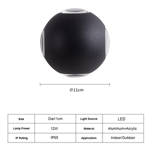 Modern up Down Round <strong>Light</strong> Aluminum Decorate Wall Indoor <strong>Bathroom</strong> Wall <strong>Light</strong> Led <strong>Waterproof</strong> IP65 Outdoor Wall Lamps Fixture - Product Image 6