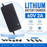 Adaptateur d'alimentation à charge rapide personnalisable avec sortie réglable 67,2V 69,35V 71,4V 73V pour vélo électrique, chargeur de batterie au lithium 60V 2A