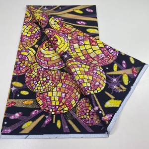 Perizoma africano nuovo arrivo 100% cotone organico Batik oro Glitter tessuto stampa a cera Ankara per abiti da sposa e borse - Product Image 5