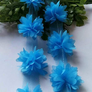 Pita Dekorasi Pangkas Pernikahan, Aksesori Pakaian Bunga Rangkaian Sifon 3D 4CM, Pita Hiasan Renda - Product Image 4