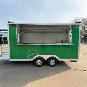 Food Truck Multifunzionale in Fibra di Vetro Verde per Snack <span class=keywords><strong>e</strong></span> Patatine, Servizio Ristorazione Mobile - Product Image 2