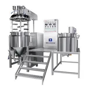 Immovable vacuum homogenizer emulsifier with optional oil and water pan with customized sizes 50L 100L 500L