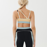 2025 vente en gros mode Patchwork recyclé Sport soutien-gorge personnalisé Yoga soutien-gorge tissu nu dos croix Sport soutien-gorge beurre doux haut court