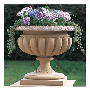 BLVE personnalisé Style européen décoration de jardin extérieur sculpté à la main <span class=keywords><strong>pot</strong></span> de fleurs en <span class=keywords><strong>marbre</strong></span> de pierre naturelle - Product Image 1