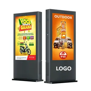 43 55 65 75 Inch Waterproof Sun Readable 4K TV Kiosk IP65 4000 Nits Advertising Outdoor Totem Screen LCD Digital Signage Display