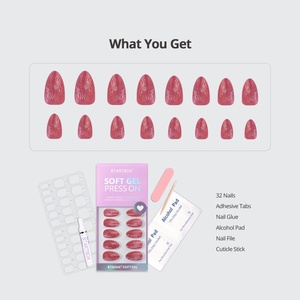 BTArtbox Faux Ongles de Luxe Faits Main en Gel Souple, Courts, Forme Amande, Effet 3D Sculpté, Œil de Chat Rouge, Scintillants, à Coller, Vente en Gros - Product Image 6
