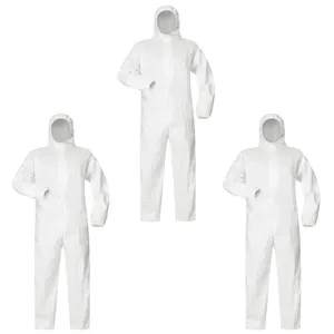 TYPE 5B/6B Microporous Film White Protective Coverall Disposable For Painting Workers Against Paint Spraying