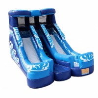 Toboggan aquatique gonflable géant commercial à double piste pour fêtes au bord de la piscine et divertissements aquatiques