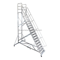 Escalier mobile en aluminium portable pour entrepôt, supermarché, bibliothèque, escalier à 3 marches avec roulettes, fabrication sur mesure