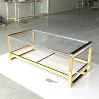 Table basse moderne en acier inoxydable avec plateau en verre acrylique pour le salon