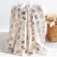 Couverture d'emmaillotage en mousseline 47x47 pouces à motif pain, 70% bambou 30% coton, anti-boulochage, portable, toutes saisons, pour nouveau-né - Meilleure vente
