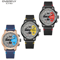 EYKI Montres-bracelets élégantes pour hommes Montre de sport à quartz avec bracelet en cuir Montre pour étudiants pour garçons